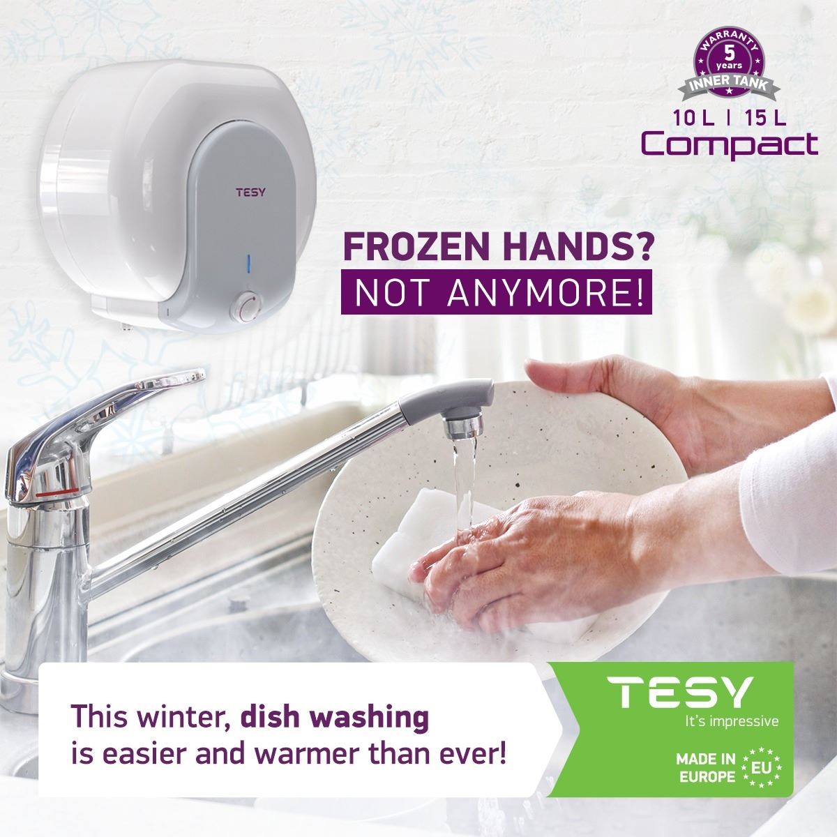 Tesy Compact Above Sink Water Heater Geyser 10L & 15L